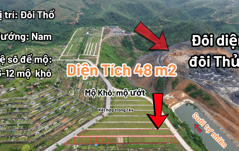 Cần bán 48,16m2 đất nghĩa trang Lạc Hồng Viên đồi thổ hướng Nam